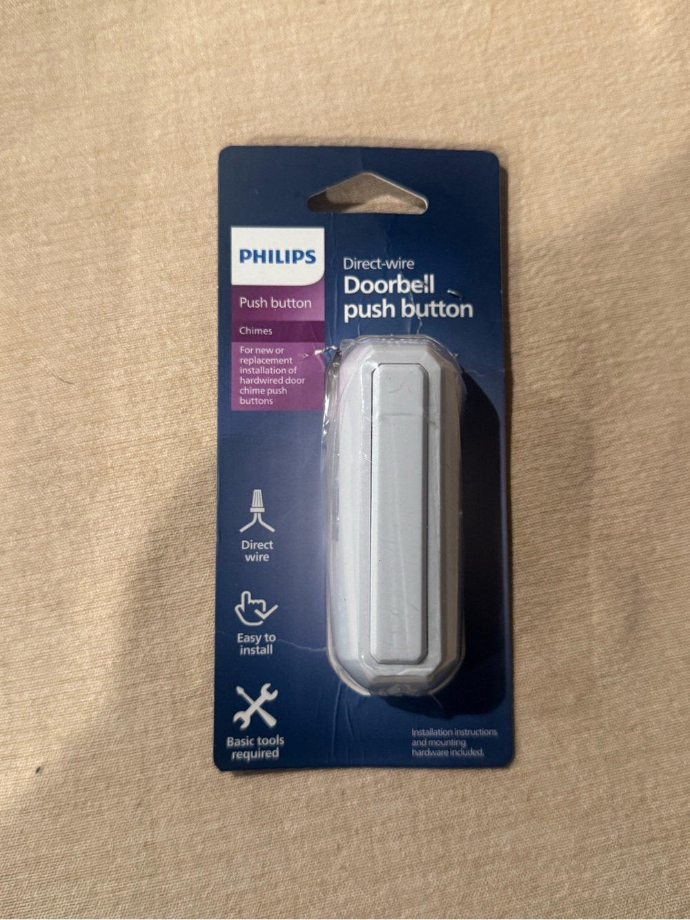 Philips Doorbell Push Button Packaging - Blue